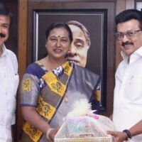 Premalatha Vijayakanth with Tamil Nadu CM MK Stalin