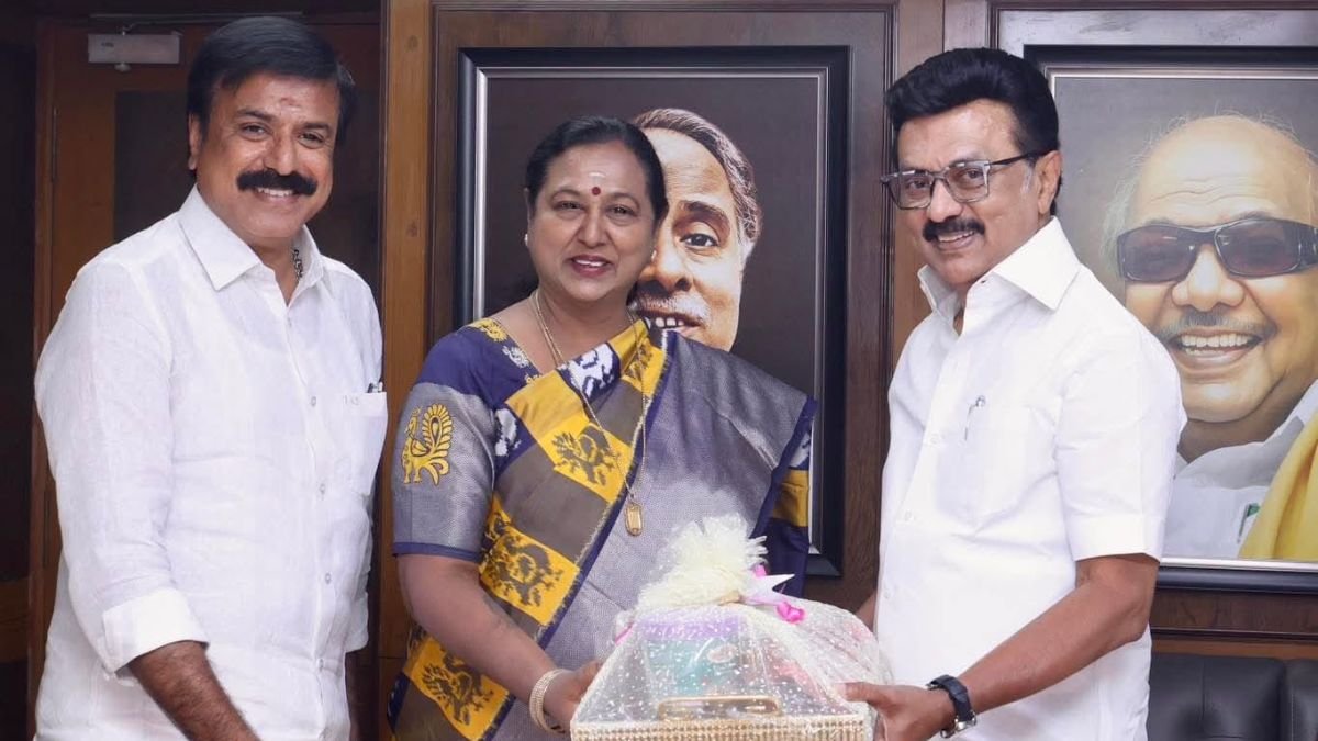 Premalatha Vijayakanth with Tamil Nadu CM MK Stalin