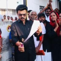 M. K. Stalin Burns Draft Copy in Protest Against Delimitation