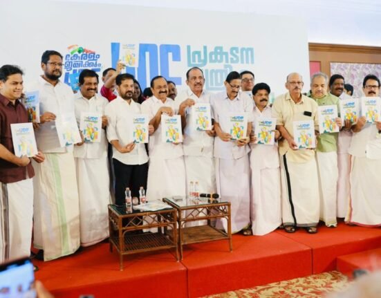 V. D. Satheesan unveiled the UDF manifesto for the Kerala Elections 2026 in the presence of Revanth Reddy